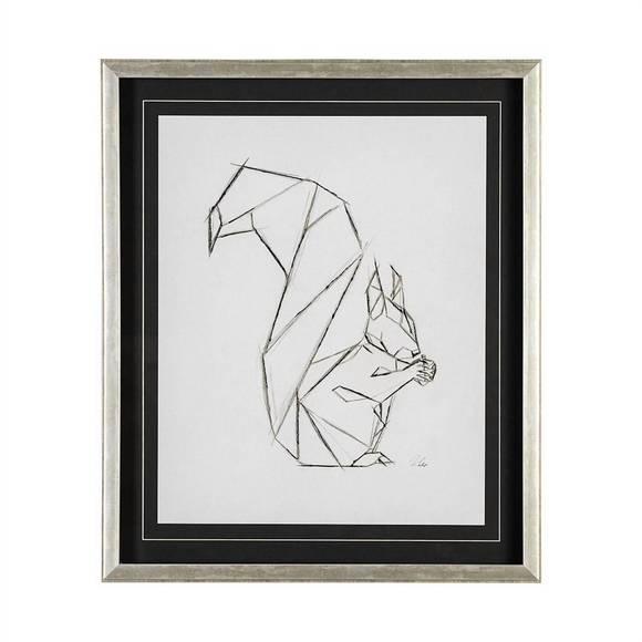 NEW MICKLER & CO. geo squirrel line artwork in black/white/silver - Picture 1 of 1